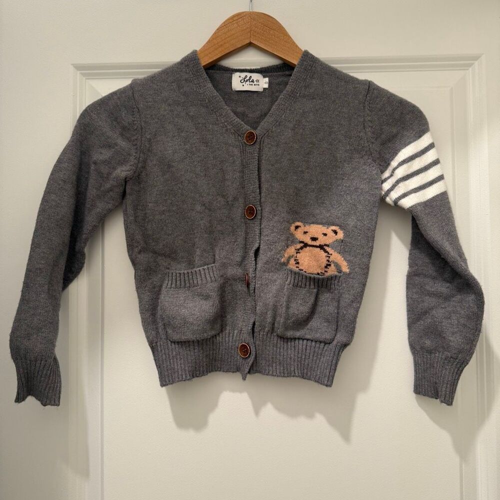 Lola and the Boys cardigan with teady bear size 8